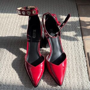 Women's Red Ankle Strap Heels